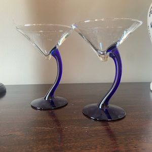 Libbey Glass Cobalt Blue swervy martini glasses